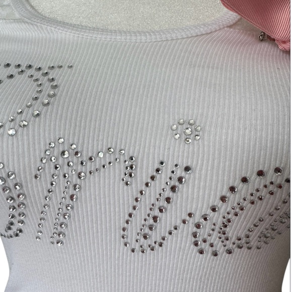 Bride Cotton & Lace Pink Bow Racerback Tank Top - Picture 10 of 12